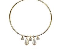 Lussuosa collana girocollo con perle barocche aperte, collare pieno di cristallo, elegante gioiello per feste e banchetti da donna, accessorio alla moda alla moda