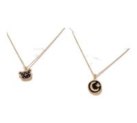 Lussuosa collana ispirata alla corona di orso nero con elementi a stella e luna, catena in acciaio al titanio, Misura unica, Acciaio inossidabile, Nessuna pietra preziosa
