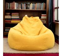 Lussuosa copertura per pouf in velluto giallo, spessa e lavabile, per adulti, per riporre giocattoli di peluche, decorazione moderna per la casa per soggiorno, ufficio e patio, 90 x 110 cm