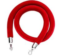 Lussuosa corda per il controllo della folla in velluto con ganci argentati - Elegante barriera per code per eventi e luoghi Barriera di corda(Red,5ft/155cm)
