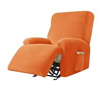 Lussuosa fodera for divano reclinabile in velluto elasticizzato for 1-3 posti, antiscivolo, con tasche laterali, protezione antipolvere e antigraffio, adatta a tutte le stagioni(Orange,3Seats)