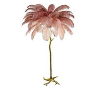 Lussuosa lampada da terra con 35 piume di struzzo naturali, luci LED regolabili in 3 colori, interruttore a pedale, ideale per decorazione camera da letto e soggiorno (pasta di fagioli, 110 cm x 170