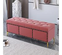 Lussuosa panca imbottita in velluto rosa moderna ottomana elegante 100 x 40 x 45 cm (39 x 16 x 18 pollici) perfetta per arredamento e comfort della camera da letto
