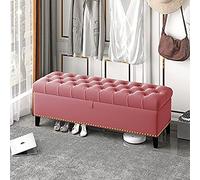 Lussuosa panca in velluto con bottoni, ottomana chic per letto, imbottita, colore rosa, 100 x 40 x 45 cm