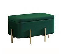 Lussuosa panca ottomana in velluto, sgabello morbido all'estremità del letto, poggiapiedi imbottito contemporaneo con piedini in metallo, verde, 60 x 45 x 42 cm