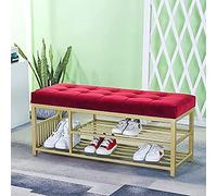 Lussuosa Panca per Ingresso Panca Scarpiera, Comoda Panca per Scarpe Panca Imbottita in Velluto, Mobili Moderni per l'organizzatore, Rosso, 80X35X45Cm