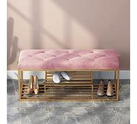 Lussuosa Panca per Ingresso, scarpiera, Panca Imbottita in Morbido Velluto, Panca per riporre Le Scarpe, Ingresso Moderno, Rosa, 100X30X45 cm (39 x 12 x 18 Pollici)
