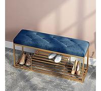 Lussuosa Panca per Ingresso, scarpiera, Panca Imbottita in Morbido Velluto, Panca per riporre Le Scarpe, Ingresso Moderno, Blu, 120X30X45 cm (47 x 12 x 18 Pollici)