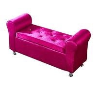 Lussuosa panca per scarpe da ingresso in velluto con contenitore in peluche trapuntato, panca imbottita per soggiorno, design moderno con braccioli, rosa, 100 x 40 x 40 cm