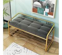 Lussuosa panca per scarpe in velluto con ripiani dorati, moderna seduta trapuntata, elegante decorazione per la casa, ideale per corridoio