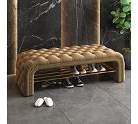 Lussuosa panca per scarpe in velluto trapuntata con bottoni, moderna e confortevole per ingresso, elegante base per letto, 100 x 40 x 45 cm