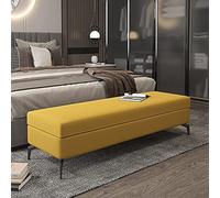 Lussuosa panca portaoggetti gialla per camera da letto, in ecopelle, poggiapiedi multifunzionale di fascia alta, elegante seduta decorativa 60 x 45 x 45 cm