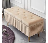 Lussuosa panca portaoggetti in velluto color crema decorativa di alta qualità, comoda panca per scarpe e poggiapiedi per soggiorno ingresso elegante pezzo di arredamento per la casa nization