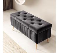 Lussuosa panca portaoggetti in velluto con gambe in metallo, pouf rettangolare per soggiorno, camera da letto, ingresso, 100 x 40 x 45 cm, soluzione versatile per la decorazione della casa