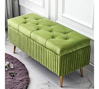 Lussuosa panca portaoggetti in velluto di alta qualità, decorativa, ottomana, comoda, per riporre le scarpe, poggiapiedi da ingresso, elegante arredamento verde per soggiorno, 1 pezzo