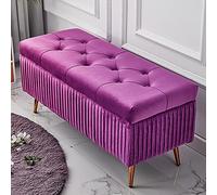 Lussuosa panca portaoggetti in velluto di alta qualità, decorativa, ottomana, comoda, per riporre le scarpe, poggiapiedi da ingresso, elegante mobile viola, 60 x 40 cm
