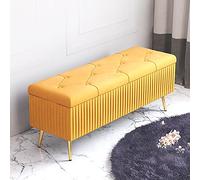 Lussuosa panca portaoggetti in velluto di alta qualità, decorativa, ottomana, comoda, per riporre le scarpe, poggiapiedi, elegante, giallo, 60 x 40 cm, soluzione per sedute
