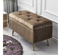 Lussuosa panca portaoggetti in velluto di fascia alta ottomana elegante scarpiera confortevole poggiapiedi per ingresso arredamento chic soggiorno - marrone