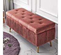 Lussuosa panca portaoggetti in velluto, elegante ottomana, con poggiapiedi, per ingresso, arredamento per la casa, rosa, 80 x 40 cm