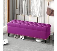 Lussuosa panca portaoggetti in velluto, moderna, imbottita, con bottoni, elegante seduta per camera da letto, ottomana chic per la decorazione della casa