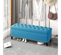 Lussuosa panca portaoggetti in velluto, moderna ottomana imbottita con bottoni, elegante seduta ideale per camera da letto nization, elegante cassettiera portaoggetti per la casa