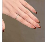 Lussuosa punta francese in acrilico a mandorla con disegni di leopardi artificiali per donne, 24 pezzi