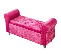 Lussuosa scarpiera in velluto con poggiapiedi imbottito imbottito con braccioli rosa, mobili moderni per soggiorno, 100 x 40 x 40 cm