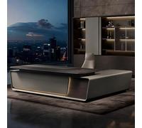 Lussuosa scrivania amministrativa a forma di L - 102,4/110,2 "spaziosa scrivania per computer in legno massello, moderna e semplice postazione di lavoro amministrativa (adatta per ufficio/studio)