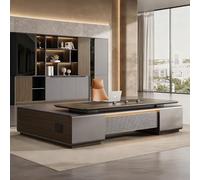 Lussuosa scrivania amministrativa a forma di L - 110,2 "spaziosa scrivania per computer in legno massello, moderna e semplice postazione di lavoro amministrativa (adatta per ufficio/studio)