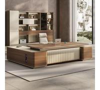 Lussuosa scrivania amministrativa a forma di L - 94,5/110,2 "spaziosa scrivania per computer in legno massello, moderna e semplice postazione di lavoro amministrativa (adatta per ufficio/studio)