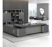 Lussuosa scrivania amministrativa a forma di L - spaziosa scrivania per computer in legno massello da 94,5", postazione di lavoro amministrativa moderna e semplice (adatta per ufficio/studio)