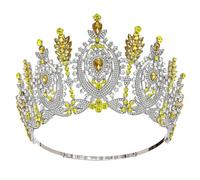 Lussuose corone da sposa rotonde ad alta corona, eleganti fasce per capelli da festa vintage