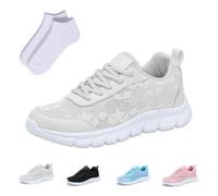 Lussuose scarpe da ginnastica ortopediche da donna, senza lacci, con stampa in pizzo, suola morbida, traspiranti, con supporto per arco plantare, da donna, bianco, 40 2/3 EU