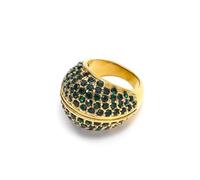 Lussuosi anelli in acciaio con diamanti per le donne con pietre bianche rosse verdi robuste resistenti alle allergie taglia 6 a 10 diamanti pronti regalo gioielli, Green, come descritto, come