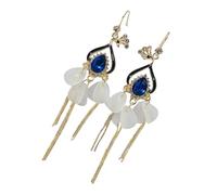 Lussuosi orecchini a cascata con perline eleganti in lega pavoni pendenti con eleganti nappe dettaglio per le donne gioielli di cristallo austriaco