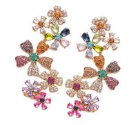 Lussuosi orecchini a goccia a forma di fiore color oro con cristalli scintillanti per occasioni speciali Night Out Event Her orecchini a fiore placcati oro