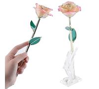 Lussuoso 24-karg -gold -coated Rose Rose Rose Mining Florale, per San Cinese, Matrimonio, 1 X Fiore di Rosa Dorato e 1 X Base