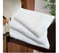 Lussuoso 600 Gsm Due Linea a Coste Bianco Asciugamano - Morbido, Assorbente, E