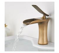 Lussuoso Bacino da Bagno dal Rubinetto Bianche Monte Mondatura a Freddo Mixer Acqua Calda Tocca (Ottone Antico Corto)