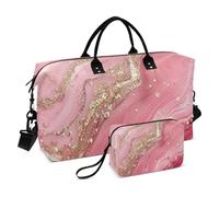 Lussuoso borsone da viaggio con texture in marmo color oro pesca borsone da viaggio a tracolla per fine settimana borsa da palestra con tracolla regolabile per yoga multifunzionale, Lussuosa texture