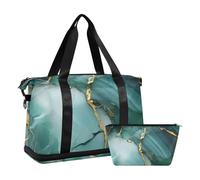 Lussuoso borsone da viaggio in marmo verde oro con tasca bagnata tracolla regolabile borsa da palestra per sport impermeabile per uomini donne