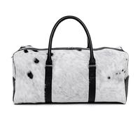Lussuoso borsone in pelle bovina per uomo e donna - borsone da viaggio unisex di grandi dimensioni, borsa da palestra in pelle unica per weekender durante la notte con pelo di mucca sul borsone