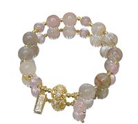 Lussuoso braccialetto in cristallo di quarzo rutilato per attrazione della ricchezza e equilibrio dei chakra, gioielli Feng Shui per prosperità e buona fortuna