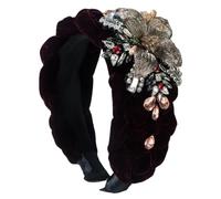 Lussuoso cerchietto da donna in pile intrecciato con strass floreali accessori per capelli alla moda