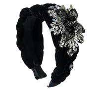 Lussuoso cerchietto da donna in pile intrecciato con strass floreali accessori per capelli alla moda