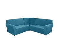 Lussuoso copridivano in velluto a forma di L, elasticizzato, 3 pezzi, per divano componibile a 5 posti, lavabile, protezione per mobili con fondo elastico, elegante colore blu