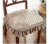 Lussuoso coprisedia in pizzo con volant per sala da pranzo, antiscivolo, decorativo, 45,7 x 43,2 cm, per sala da pranzo, set da 2 pezzi, marrone