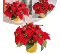 Lussuoso Decorazione Natale Falsi Fiori Poinsettia Natale Esposizione Floreale
