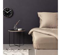 Lussuoso lenzuolo con angoli in raso per letto king size (160 x 200 + 30 cm), 100% cotone, 125 g/m², elegante beige, morbido e traspirante per il massimo comfort in qualsiasi camera da letto