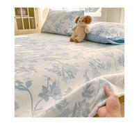 Lussuoso Lenzuolo piano sopra da 120x230cm a 230x250cm in flanella in velluto singolo matrimoniale queen morbido e soffice for tutte le stagioni(Blue B,160x230cm+48x74cm x1)